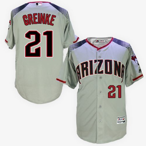 Diamondbacks #21 Zack Greinke Gray/Brick New Cool Base Stitched MLB Jersey - Click Image to Close